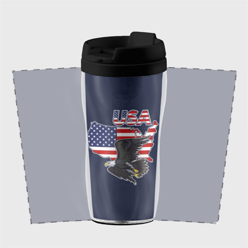Термокружка-непроливайка USA - flag and eagle, цвет черный - фото 2