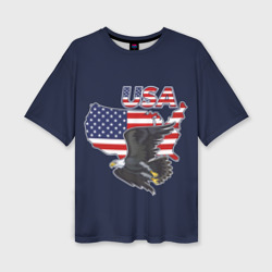 Женская футболка oversize 3D USA - flag and eagle