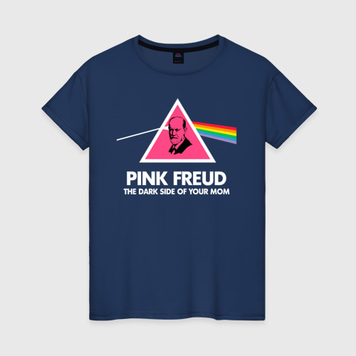 Женская футболка из хлопка с принтом Pink Freud, вид спереди №1