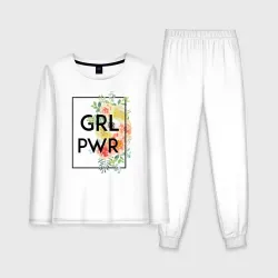 Женская пижама с лонгсливом хлопок GRL PWR