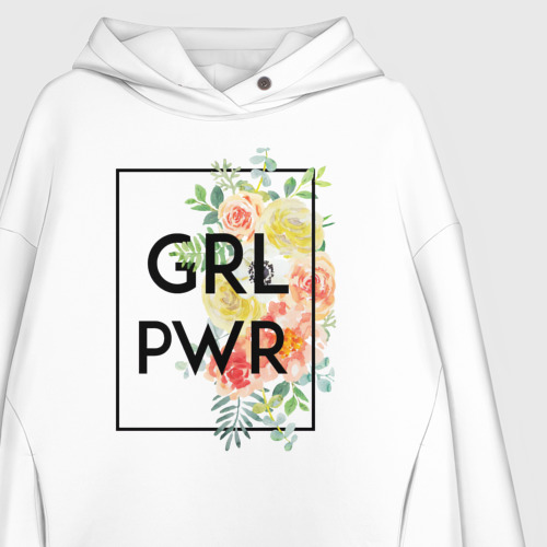 Женское худи Oversize хлопок GRL PWR, цвет белый - фото 3