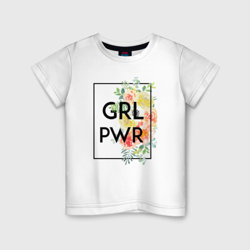 Детская футболка хлопок GRL PWR, цвет белый