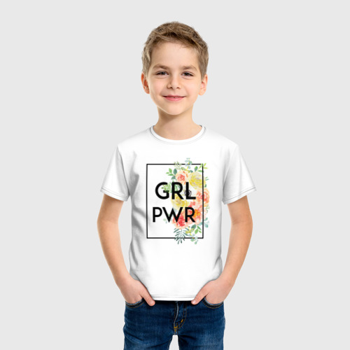 Детская футболка хлопок GRL PWR, цвет белый - фото 3