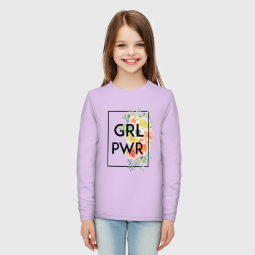 Детский лонгслив хлопок GRL PWR, цвет лаванда - фото 5