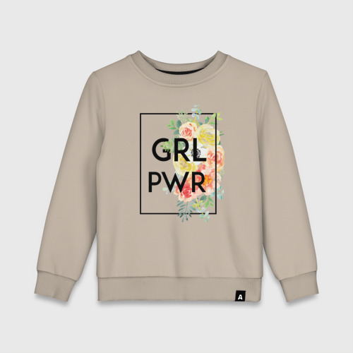 Детский свитшот хлопок GRL PWR, цвет миндальный