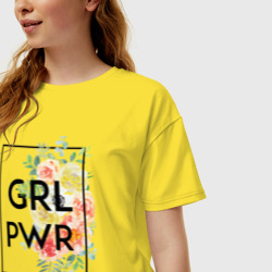 Женская футболка хлопок Oversize GRL PWR - фото 2