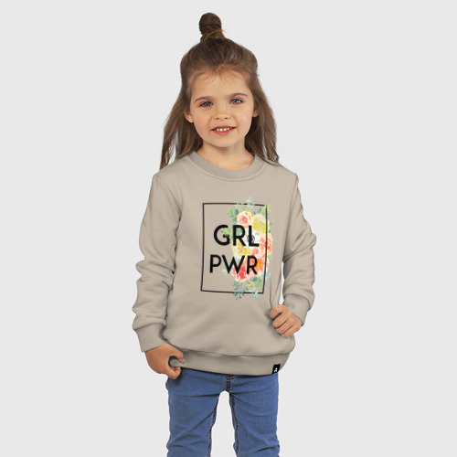 Детский свитшот хлопок GRL PWR, цвет миндальный - фото 3