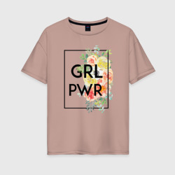 Женская футболка хлопок Oversize GRL PWR