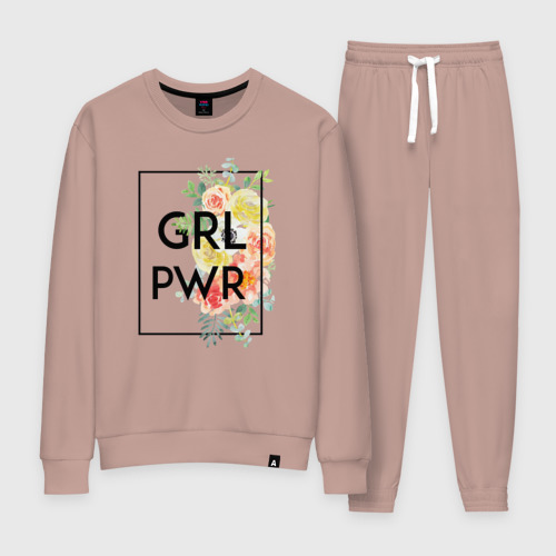 Женский костюм хлопок GRL PWR, цвет пыльно-розовый