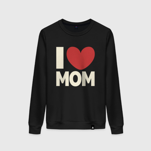 Женский свитшот хлопок I love mom, цвет черный