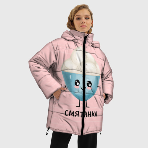 Женская зимняя куртка Oversize Сметанка, цвет черный - фото 3