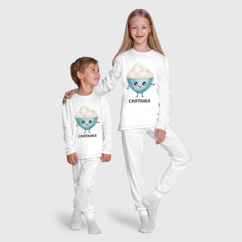 Детская пижама с лонгсливом хлопок Смятанка, цвет белый - фото 9