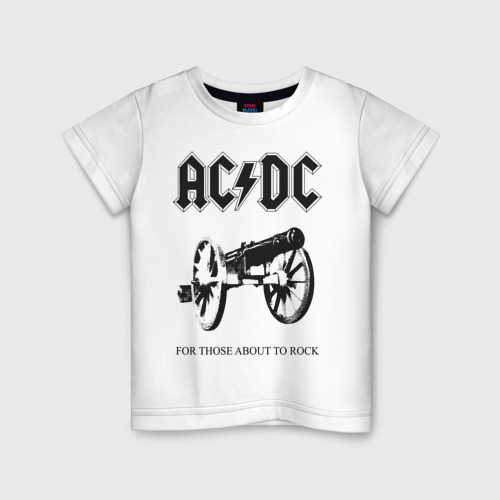 Детская футболка хлопок AC/DC, цвет белый