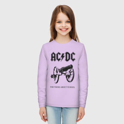 Детский лонгслив хлопок AC/DC, цвет лаванда - фото 5