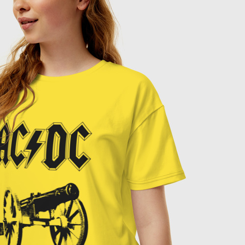 Женская футболка хлопок Oversize AC/DC, цвет желтый - фото 3