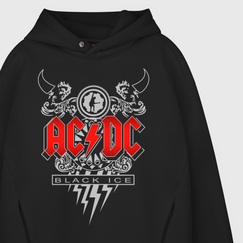 Мужское худи Oversize хлопок AC/DC, цвет черный - фото 4