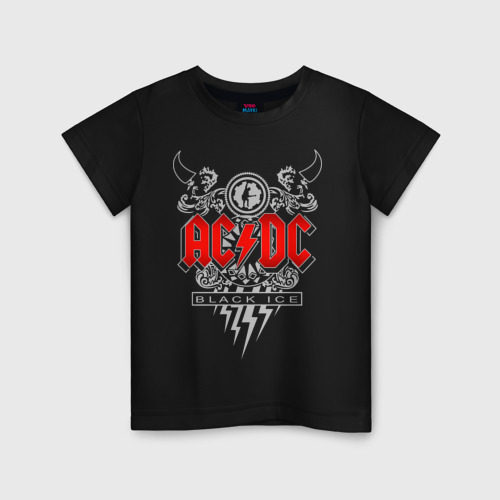 Детская футболка хлопок с принтом AC/DC, вид спереди #2