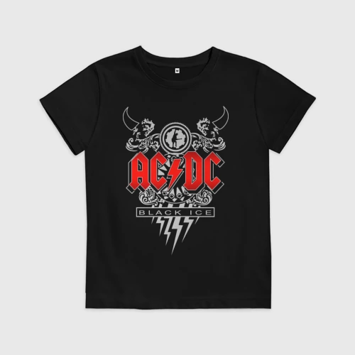 Детская футболка хлопок с принтом AC/DC, вид спереди #2