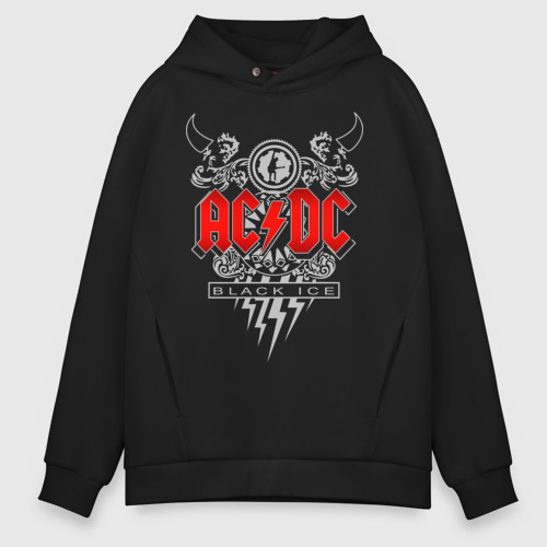 Мужское худи Oversize хлопок AC/DC, цвет черный