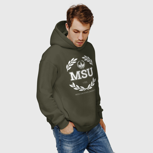 Мужское худи Oversize хлопок MSU, цвет хаки - фото 7