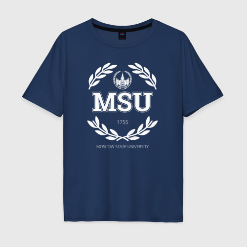 Мужская футболка хлопок Oversize MSU, цвет темно-синий