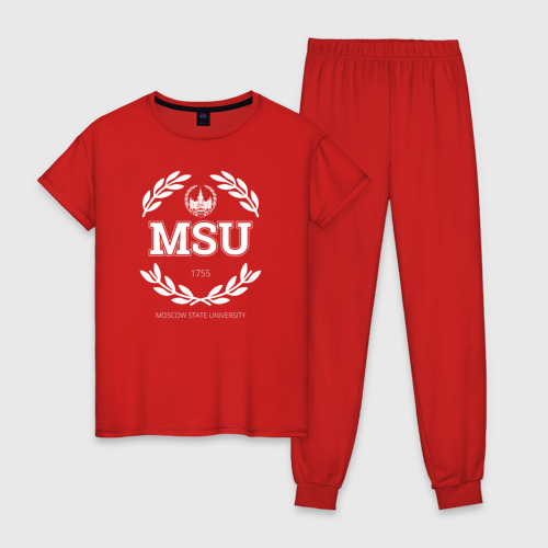 Женская пижама хлопок MSU, цвет красный