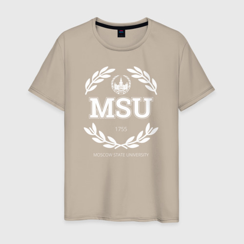 Мужская футболка хлопок MSU, цвет миндальный