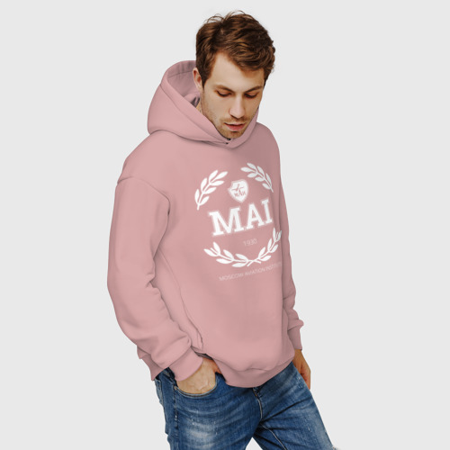 Мужское худи Oversize хлопок MAI, цвет пыльно-розовый - фото 7