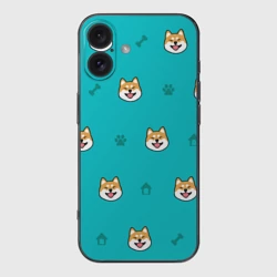 Чехол для iPhone 16 силиконовый с защитой камеры Сиба-ину. Акита-ину