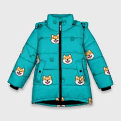 Зимняя куртка для девочек 3D Сиба-ину. Акита-ину