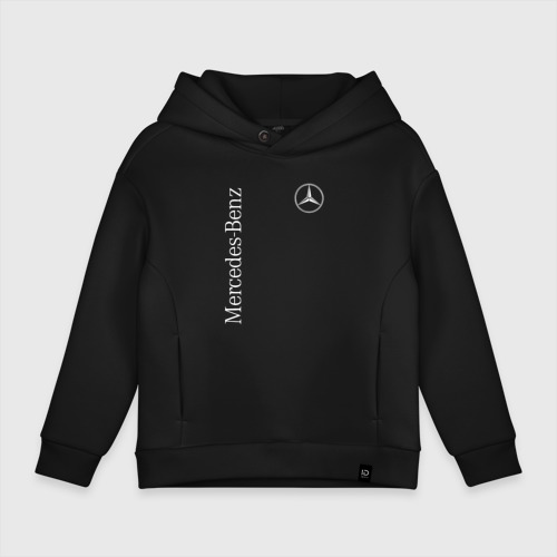 Детское худи Oversize хлопок Mercedes Benz logo, цвет черный