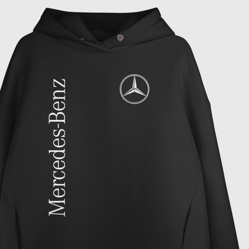 Женское худи Oversize хлопок Mercedes Benz logo, цвет черный - фото 3