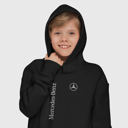 Детское худи Oversize хлопок Mercedes Benz logo, цвет черный - фото 12