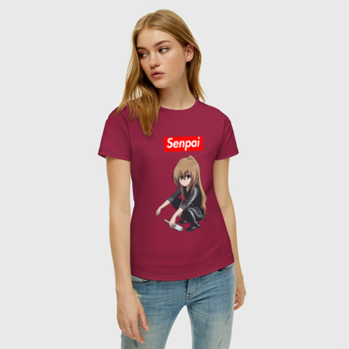 Женская футболка хлопок Senpai Гопник, цвет маджента - фото 3