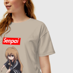 Женская футболка хлопок Oversize Senpai Гопник - фото 2