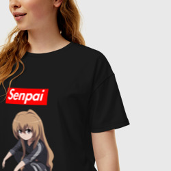 Женская футболка хлопок Oversize Senpai Гопник - фото 2