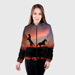 Женская куртка 3D Кони на закате - фото 2