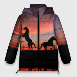 Женская зимняя куртка Oversize Кони на закате