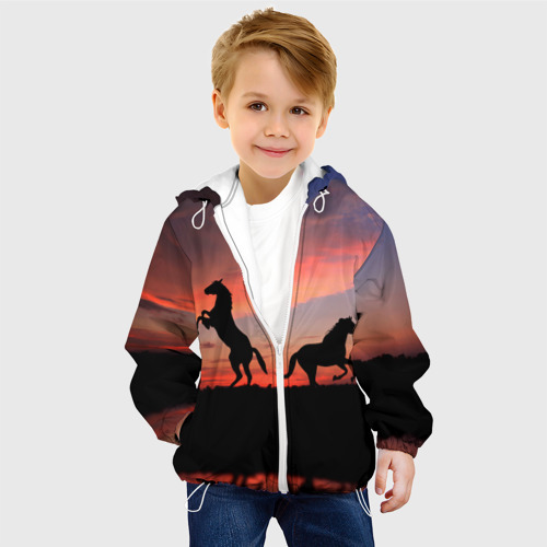 Детская куртка 3D Кони на закате, цвет белый - фото 3