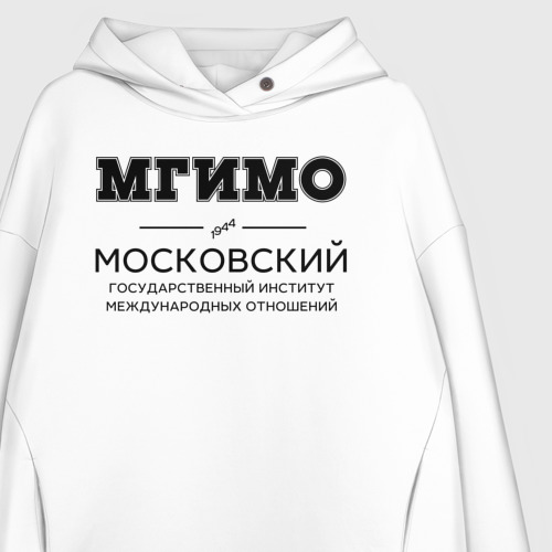 Женское худи Oversize хлопок МГИМО, цвет белый - фото 3