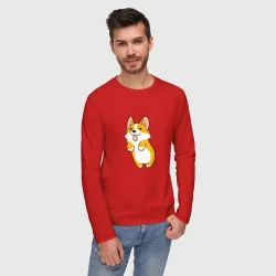 Мужской лонгслив хлопок Корги Лапочка милая - фото 2
