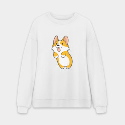 Мужской свитшот oversize без начеса хлопок Корги Лапочка милая