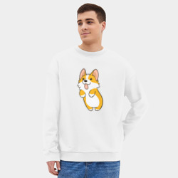 Мужской свитшот oversize без начеса хлопок Корги Лапочка милая - фото 2