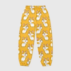 Женские джоггеры оверсайз 3D Корги паттерн на орнжевом