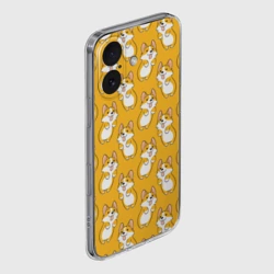 Чехол для iPhone 16 силиконовый с защитой камеры Корги паттерн на орнжевом - фото 2