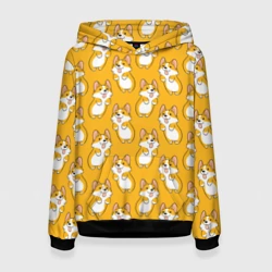 Женская толстовка 3D Корги паттерн на орнжевом