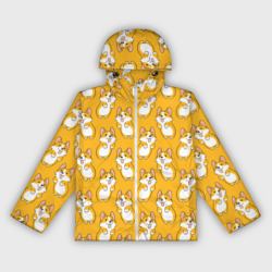 Женская ветровка 3D Корги паттерн на орнжевом