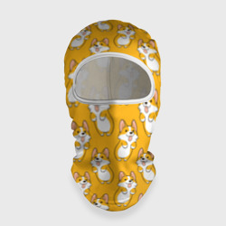 Балаклава 3D Корги паттерн на орнжевом