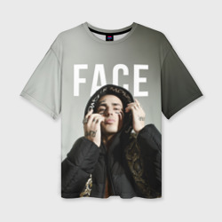Женская футболка oversize 3D Face - slime