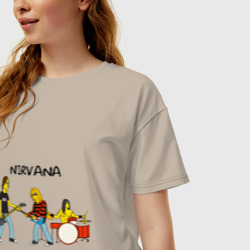 Женская футболка хлопок Oversize Nirvana в стиле Simpsons - фото 2